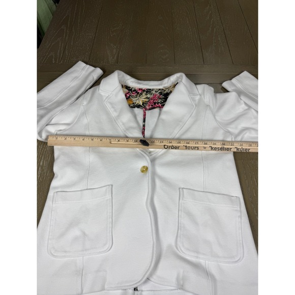 Tommy Bahama Aruba Stretch Cotton Knit Blazer Womens Large White Floral Lined - Picture 5 of 10